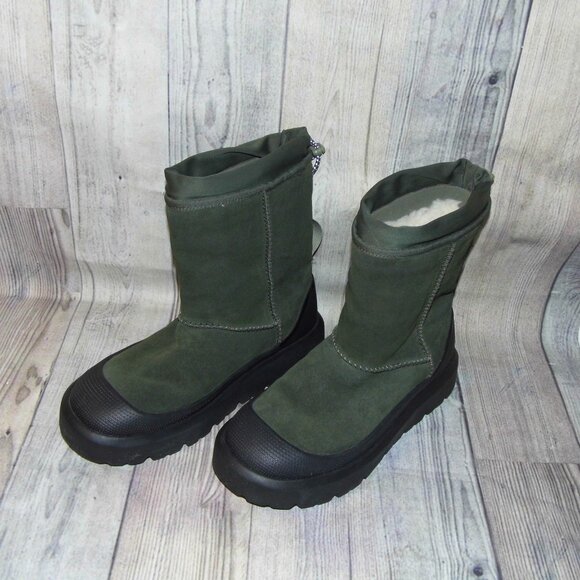 UGG Classic Short Weather Hybrid Forest Green Suede/Sheepskin Boots Mens Size 9 - Picture 3 of 7